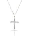 CZ Cross Charm Necklace in Sterling Silver