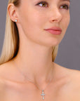 CZ Infinity Cross Charm Necklace in Sterling Silver