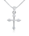CZ Tiny Cross Charm Necklace in in Sterling Silver