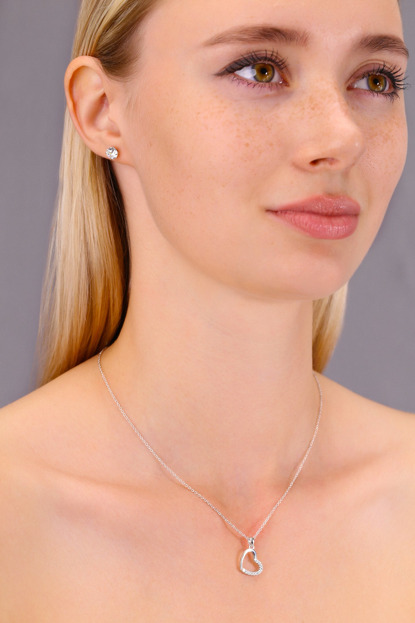 Sterling Silver Tilted Heart Necklace