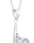 Halo Cz Horn Charm Necklace in Sterling Silver