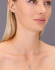 CZ Heart Charm Necklace in Sterling Silver