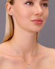 CZ Tiny Key Charm Necklace in Sterling Silver