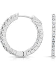 CZ Inside Outside Hoop Earrings, 3 Sizes in Sterling Silver