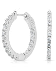 CZ Inside Outside Hoop Earrings, 3 Sizes in Sterling Silver
