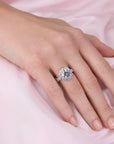 CZ Classic Flower Halo Engagement Ring in