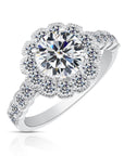 CZ Classic Flower Halo Engagement Ring in