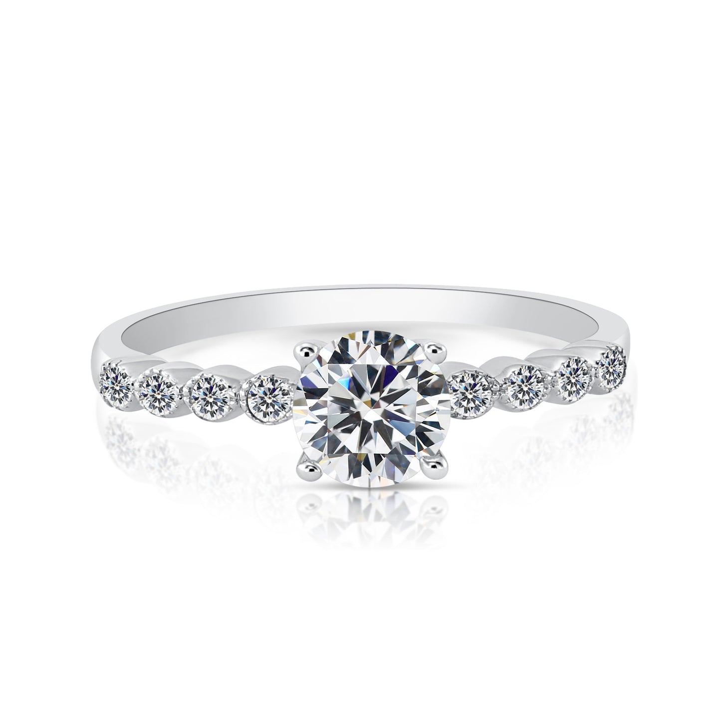Sterling Silver Thin Band Engagement Ring