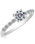 CZ Thin Band Engagement Ring in Sterling Silver