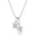 Sterling Silver Cherries Charm Necklace With Simulated Diamond CZ