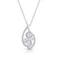 CZ Infinity Teardrop Charm Necklace with Zircona in Sterling Silver