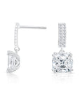 CZ Dangle Square Earrings in Sterling Silver