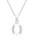 CZ Initial Charm Necklace, All Letters in Sterling Silver