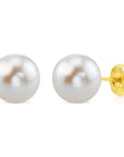 14k Yellow Gold Classy Freshwater Pearl Stud Earrings, 7mm