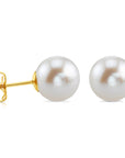 14k Yellow Gold Classy Freshwater Pearl Stud Earrings, 7mm