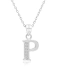 CZ Initial Charm Necklace, All Letters in Sterling Silver