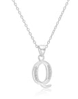 CZ Initial Charm Necklace, All Letters in Sterling Silver