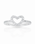 CZ Open Heart Ring In Sterling Silver