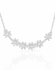 CZ Daisy Flowers Necklace in Sterling Silver
