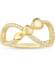 CZ Infinity Triple Heart Ring in Sterling Silver