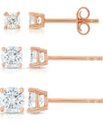 CZ Rose Gold Plated Stud Earrings in Sterling Silver