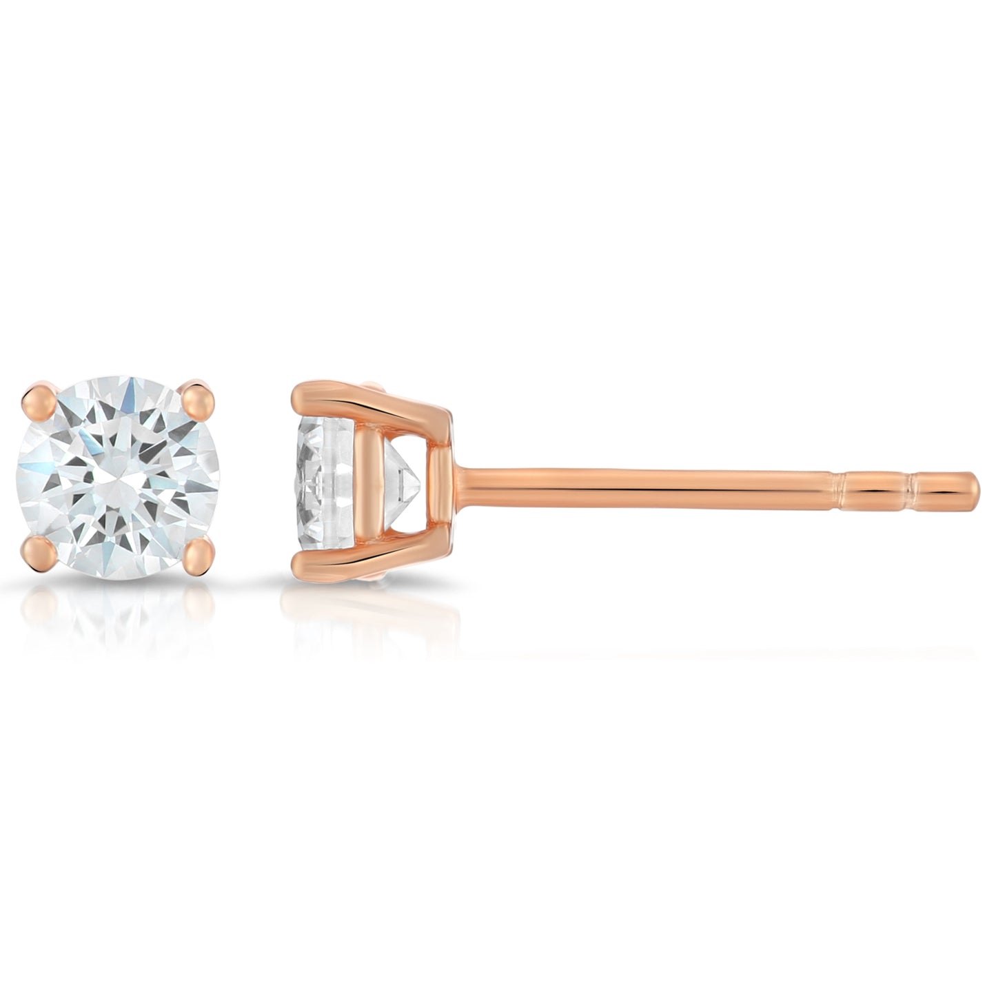 Pure Sterling Silver Stud Earrings, Rose Gold Plated