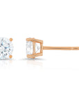 CZ Rose Gold Plated Stud Earrings in Sterling Silver