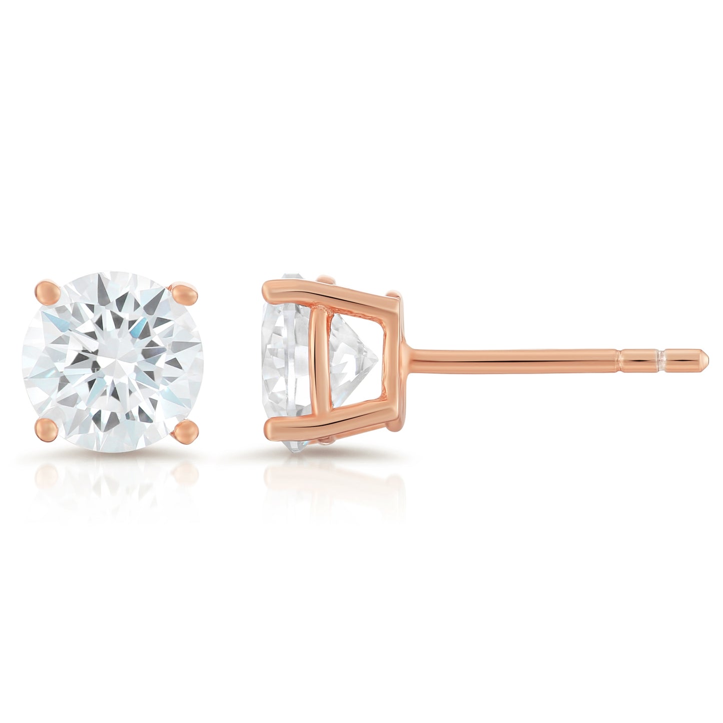 Pure Sterling Silver Stud Earrings, Rose Gold Plated