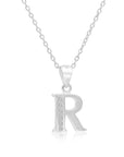 CZ Initial Charm Necklace, All Letters in Sterling Silver