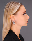 Sterling Silver Croissant Shape Oval Hoop Earrings