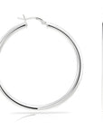 Sterling Silver Classic Round Chunky Hoop Earrings, 3mm