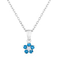 CZ Small Birthstone Flower Charm Necklace in Sterling Silver