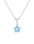 CZ Small Birthstone Flower Charm Necklace in Sterling Silver