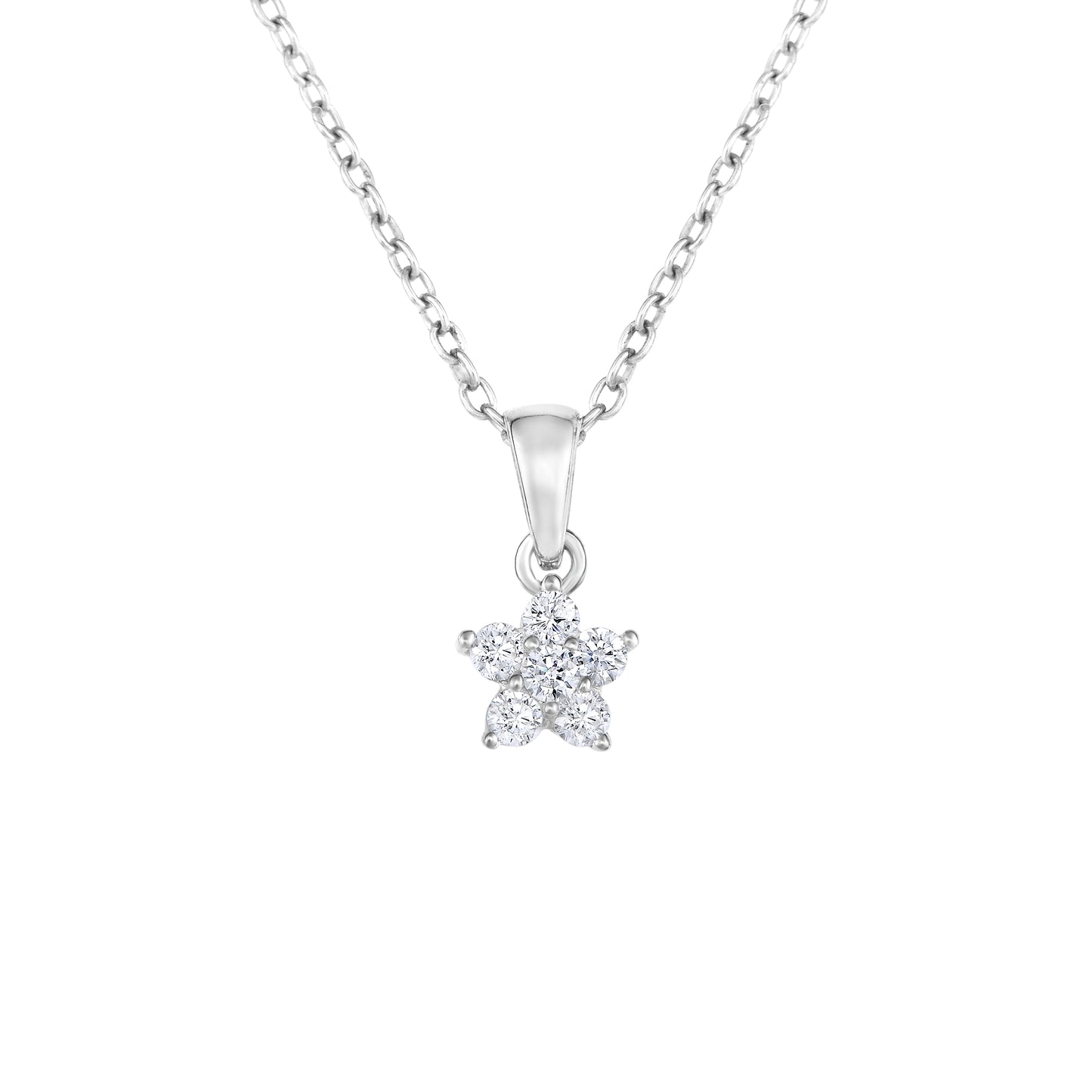 Sterling Silver Small Birthstone Flower Charm Necklace