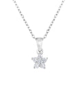 CZ Small Birthstone Flower Charm Necklace in Sterling Silver