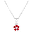 CZ Small Birthstone Flower Charm Necklace in Sterling Silver