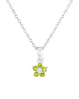 CZ Small Birthstone Flower Charm Necklace in Sterling Silver
