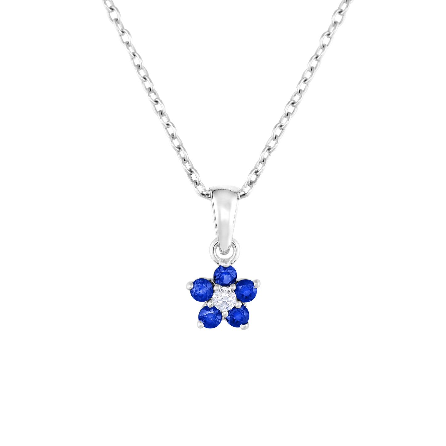 Sterling Silver Small Birthstone Flower Charm Necklace