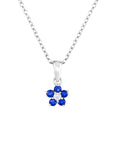 CZ Small Birthstone Flower Charm Necklace in Sterling Silver