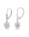 14k White Gold Diamond-Cut Ball Dangle Earrings