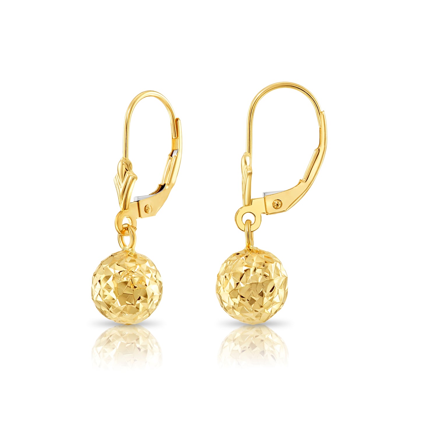 14k Yellow Gold Sparkle Ball Earrings