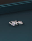 CZ Engagement Ring Set, Two Tier in Sterling Silver