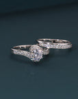 CZ Engagement Ring Set, Two Tier in Sterling Silver