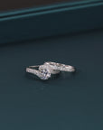 CZ Engagement Ring Set, Two Tier in Sterling Silver