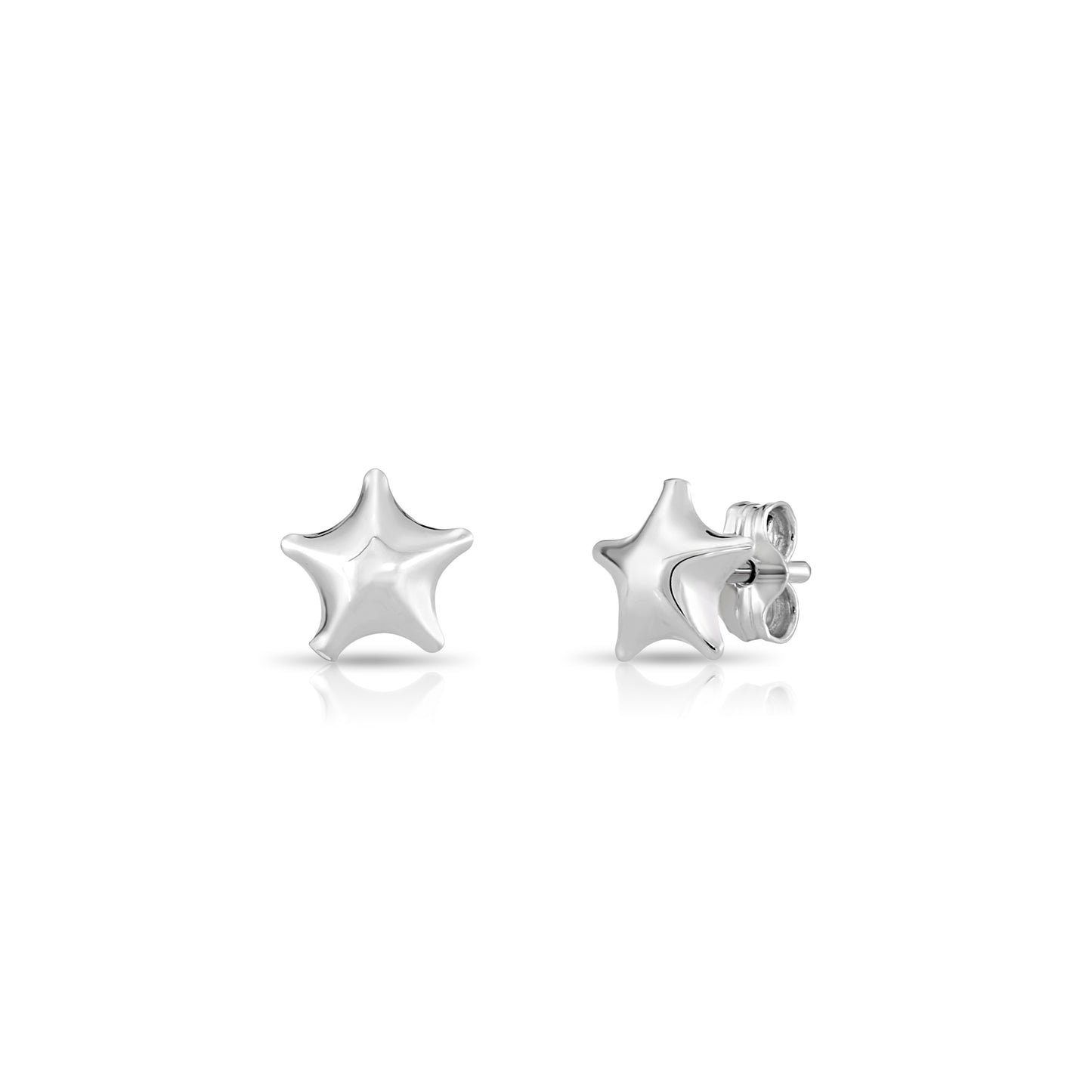 Sterling Silver Shiny Star Stud Earrings