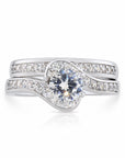 CZ Engagement Ring Set, Two Tier in Sterling Silver
