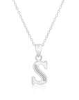 CZ Initial Charm Necklace, All Letters in Sterling Silver