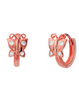 CZ Tiny Butterfly Round Huggie Hoop Earrings In in Sterling Silver