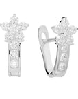 CZ Flower Huggie Hoop Earrings for Girls in Sterling Silver
