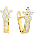 CZ Flower Huggie Hoop Earrings for Girls in Sterling Silver